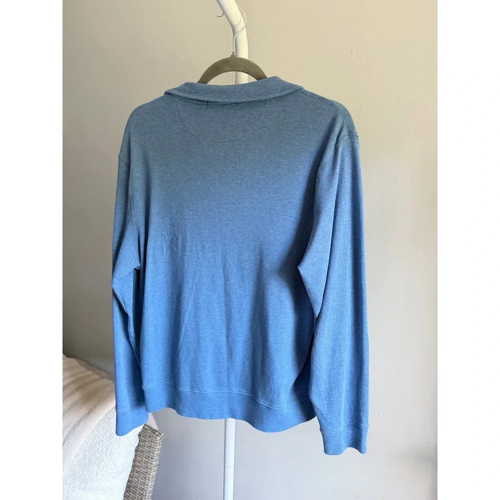 Biltmore Quarter Zip Pullover Mens Size S Blue Good Cotton Heathered Logo